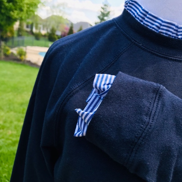 Navy knit dress with contrasting collar and cuffs - Picture 3 of 5